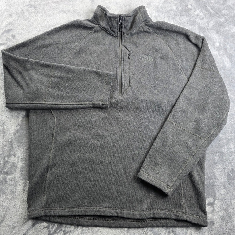 The North Face Gordon Lyons Fleece‎ Men XL Gray Quarter Zip Sweater Pullover